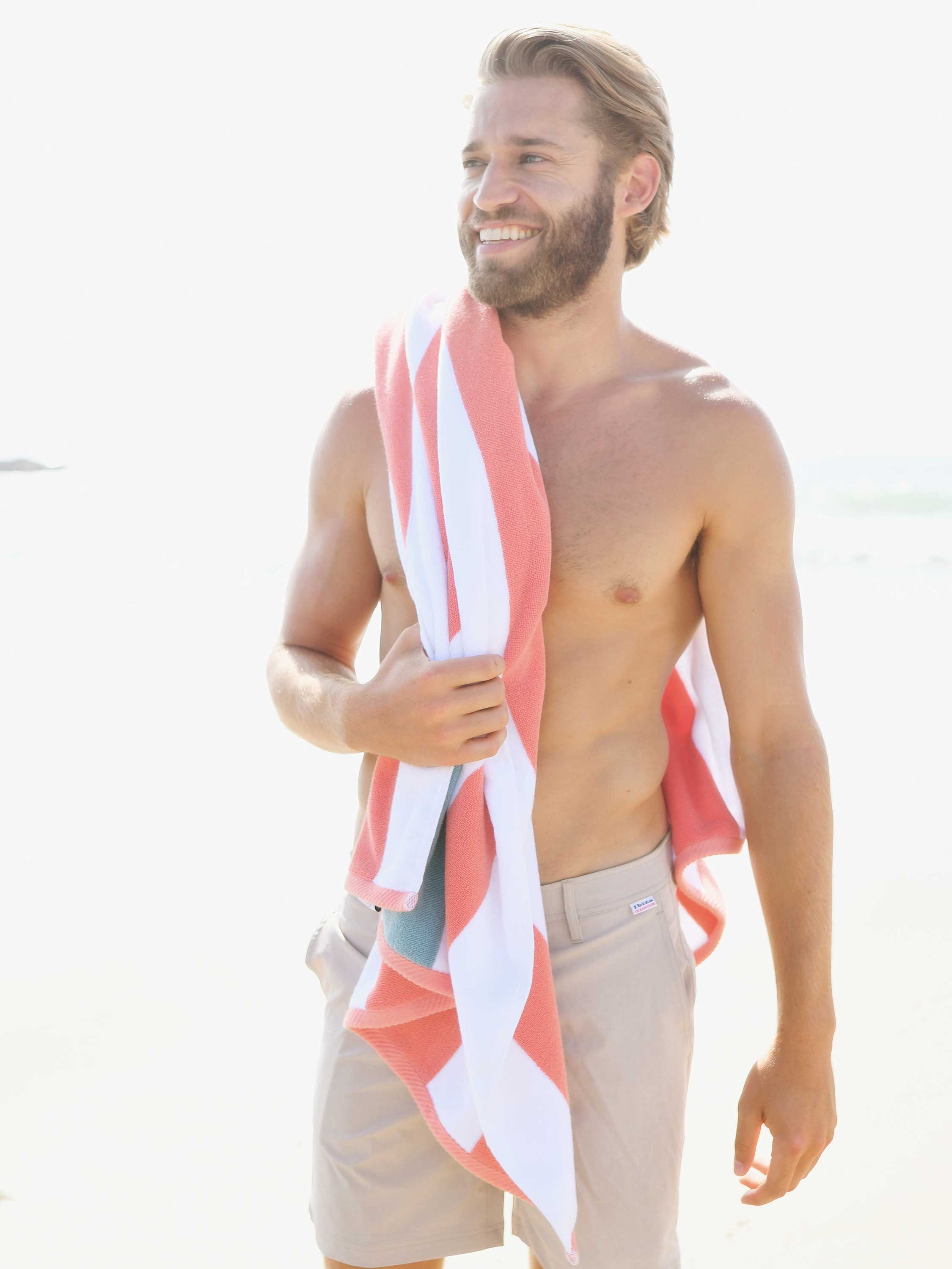 Coral Sea Glass Cabana Beach Towel