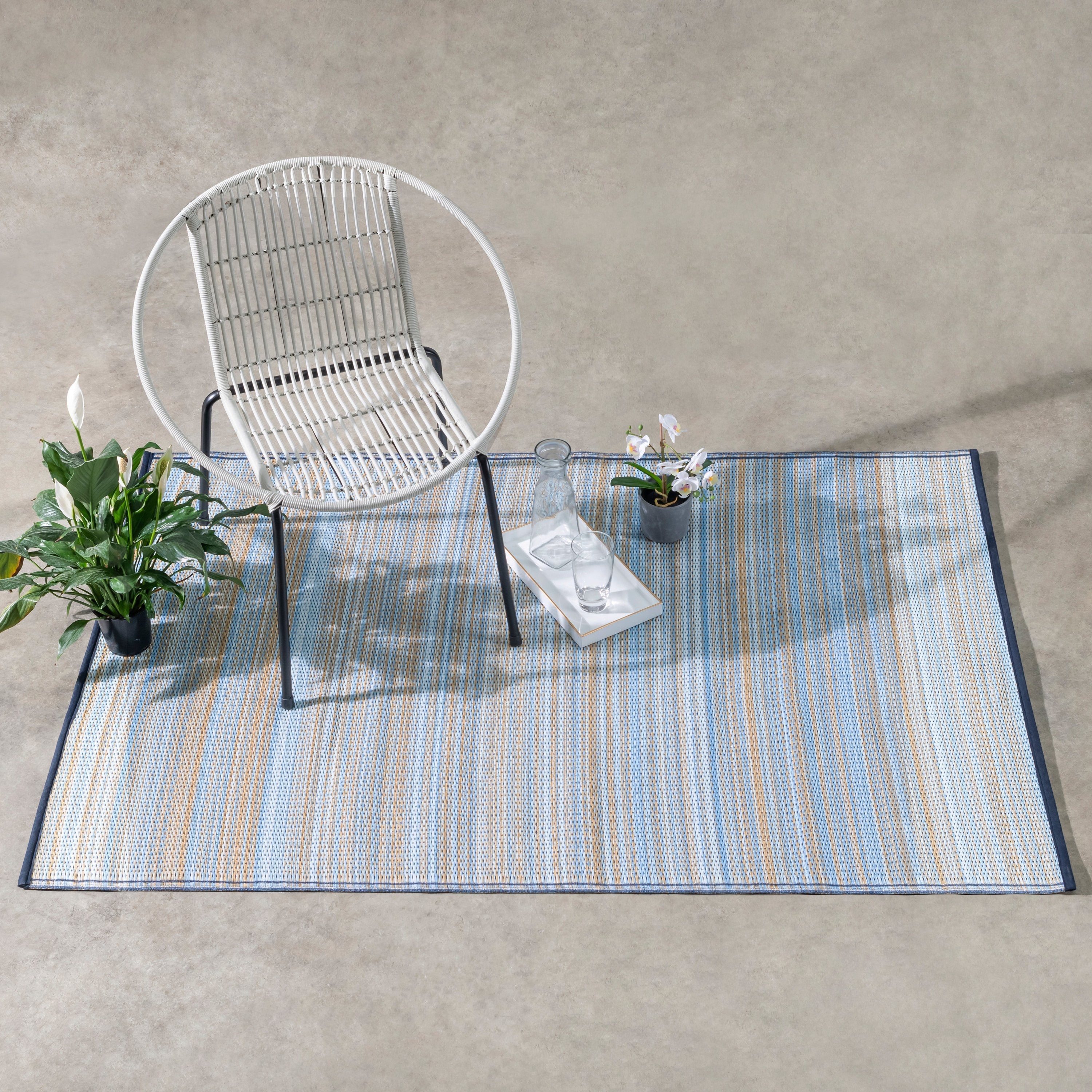 Cancun Shadow - Blue Outdoor Rug For Patio
