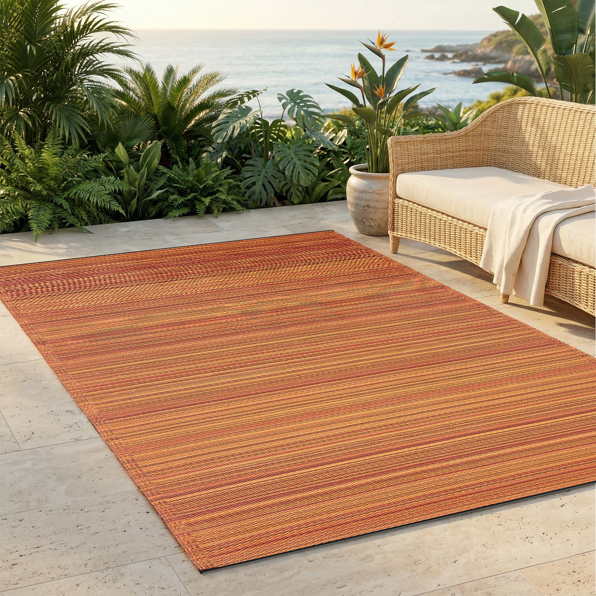 Cancun - Terracotta Outdoor Rug For Patio