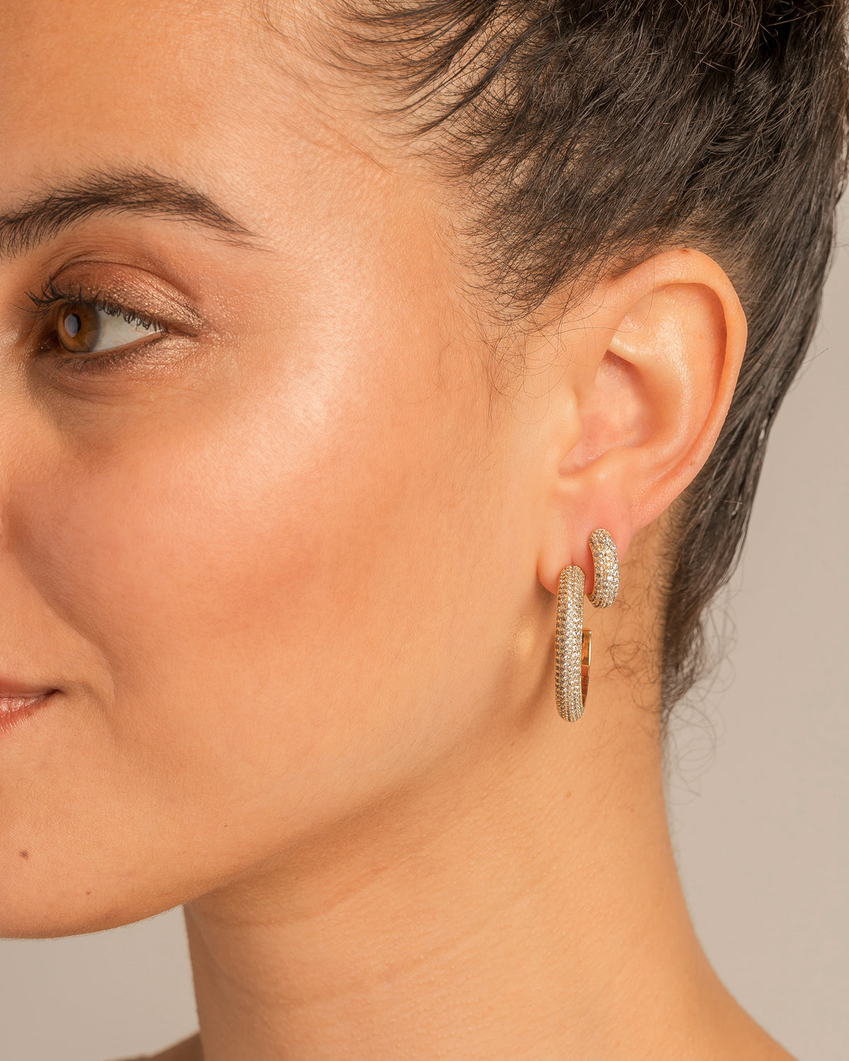Unstoppable Pave Midi Hoop Earrings