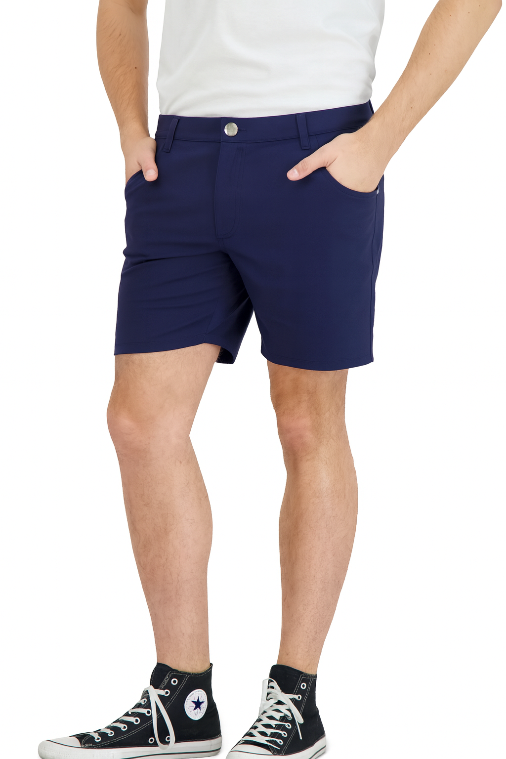 Everyday Stretch Shorts With A Comfortable Built-in Liner- Denim Style- Navy