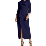 Safiyaa Avery Draped Crepe Midi Dress Navy Size 4