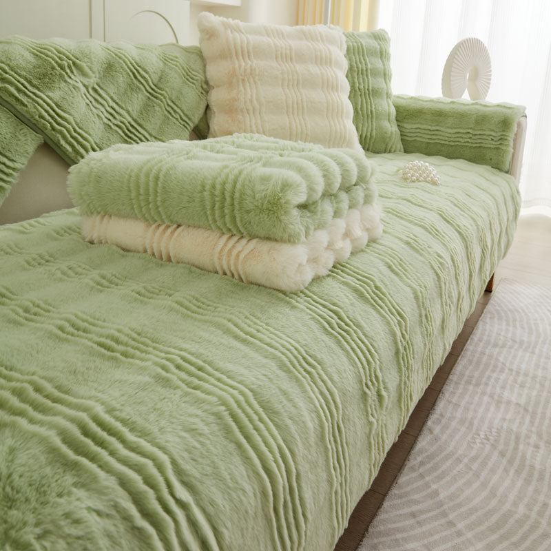 Chic Thickened Faux Rabbit Plush Couch Covers For Sofas 1/2/3/4 Seater, Ultra-soft Non Slip Sofa Cover