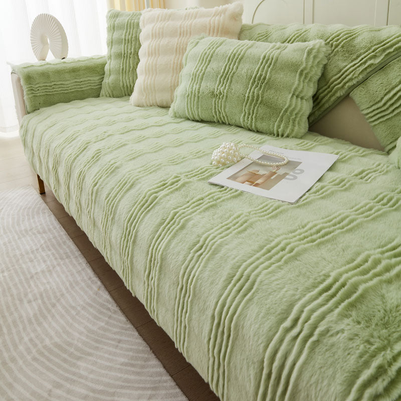 Chic Thickened Faux Rabbit Plush Couch Covers For Sofas 1/2/3/4 Seater, Ultra-soft Non Slip Sofa Cover