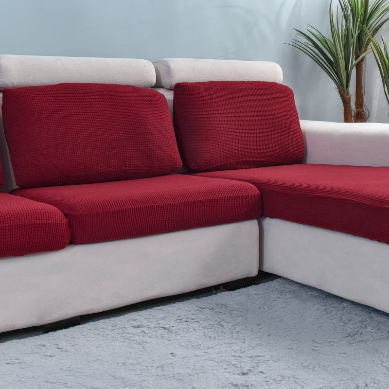 Elastic L-shaped Sofa Slipcover For Living Room, Velvet Plush Couch Covers For Chaise Longue Seats