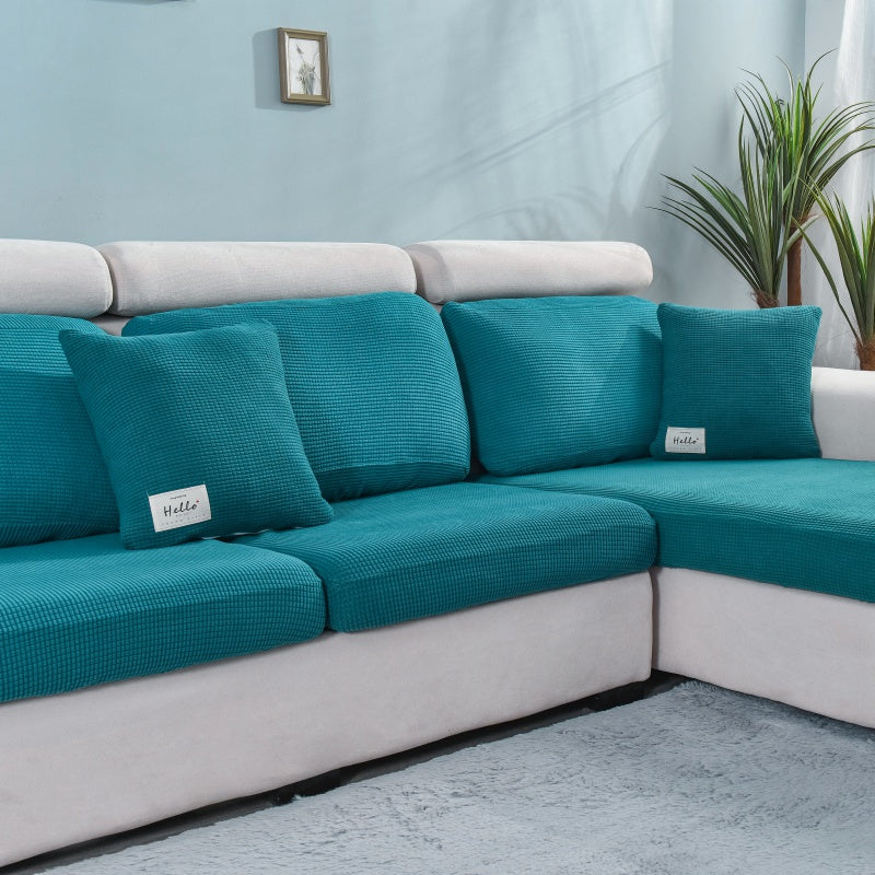 Elastic L-shaped Sofa Slipcover For Living Room, Velvet Plush Couch Covers For Chaise Longue Seats