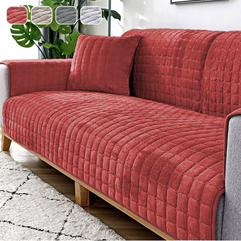 Plush Winter Thick Non-slip Flannel Sofa Cushion, Universal Sofa Towel Decoration Cover