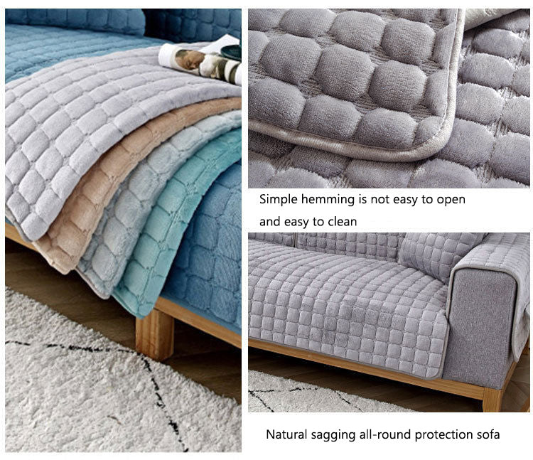 Sofa Cushion Plush Winter Thick Non-slip Sofa Cushion Sofa Towel Flannel Cushion Universal Sofa Decoration Cover