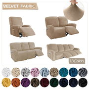 Kas Elastic Recliner Sofa Cover In Velvet Fabric - Fits 1/2/3/4 Seats - Ideal For Lazy Boy Recliner Chairs