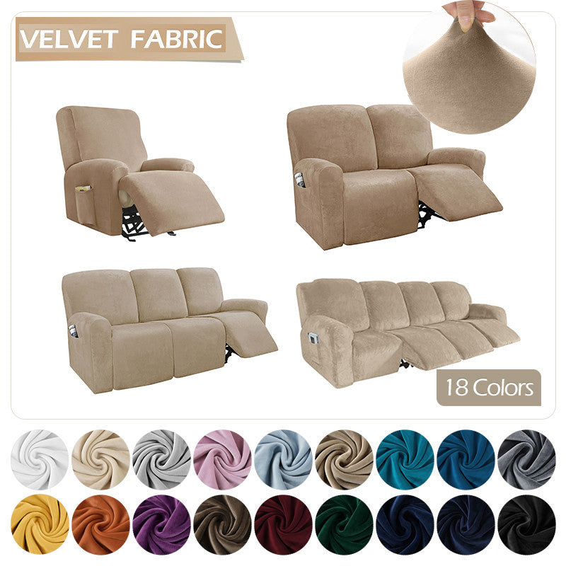 Kas Elastic Recliner Sofa Cover In Velvet Fabric - Fits 1/2/3/4 Seats - Ideal For Lazy Boy Recliner Chairs