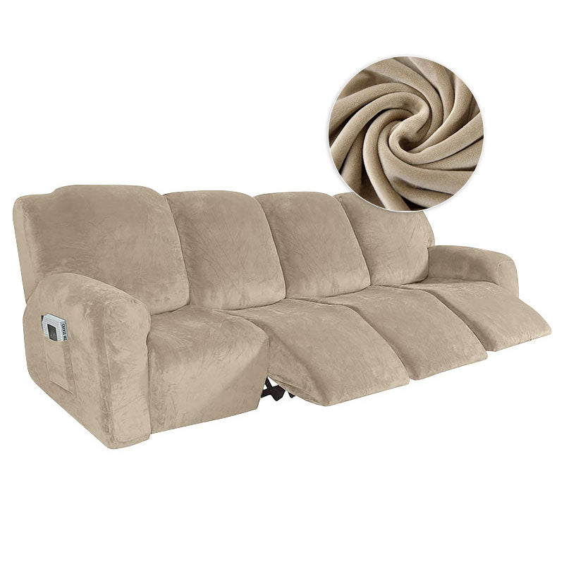 Kas Elastic Recliner Sofa Cover In Velvet Fabric - Fits 1/2/3/4 Seats - Ideal For Lazy Boy Recliner Chairs