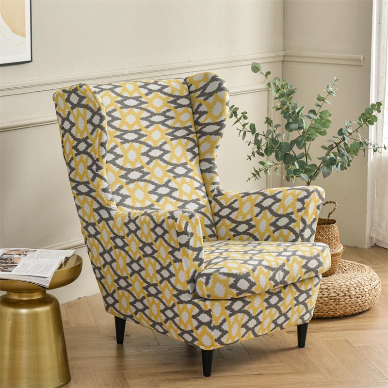 Stretch Spandex Nordic Floral Removable Wing Chair Cover, Relaxing Seat Covers Slipcovers For Armchairs