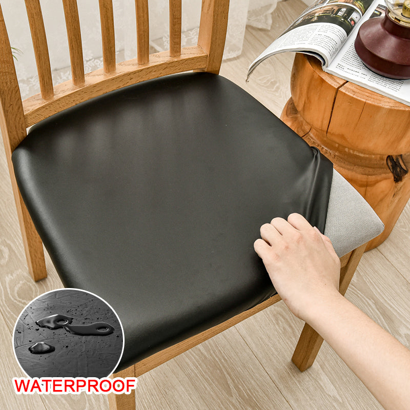 Waterproof Pu Leather Square Chair Seat Cover Kitchen Dining Seat Slipcovers