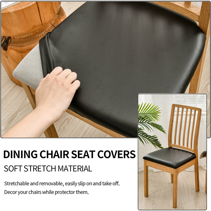Waterproof Pu Leather Square Chair Seat Cover Kitchen Dining Seat Slipcovers