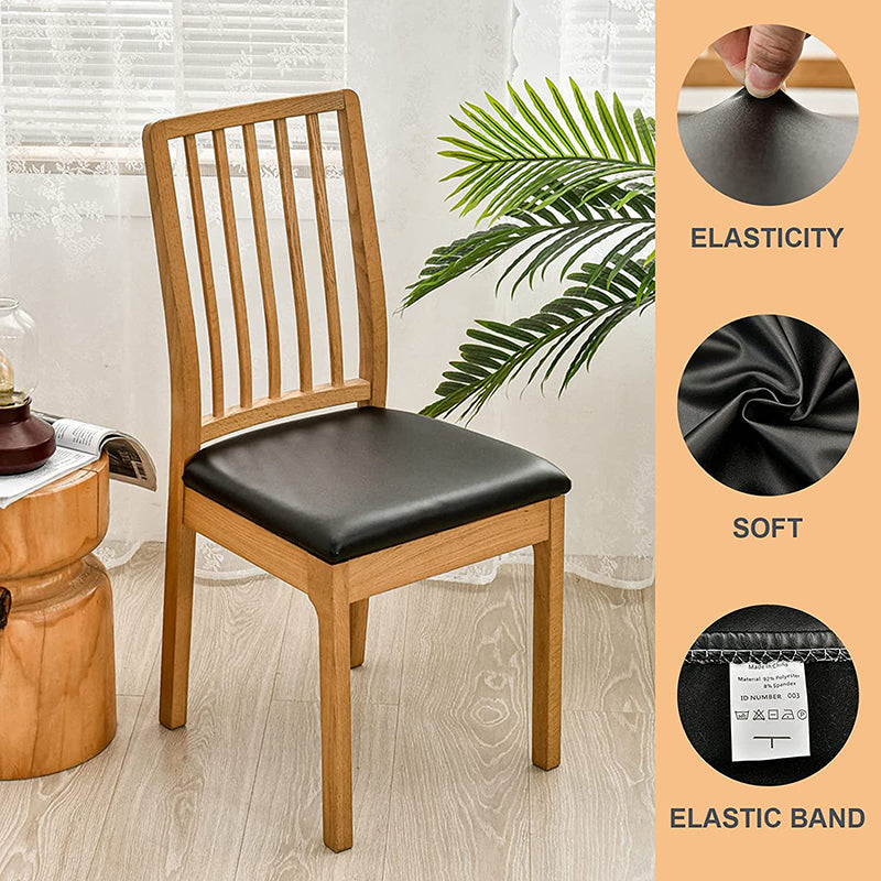 Waterproof Pu Leather Square Chair Seat Cover Kitchen Dining Seat Slipcovers