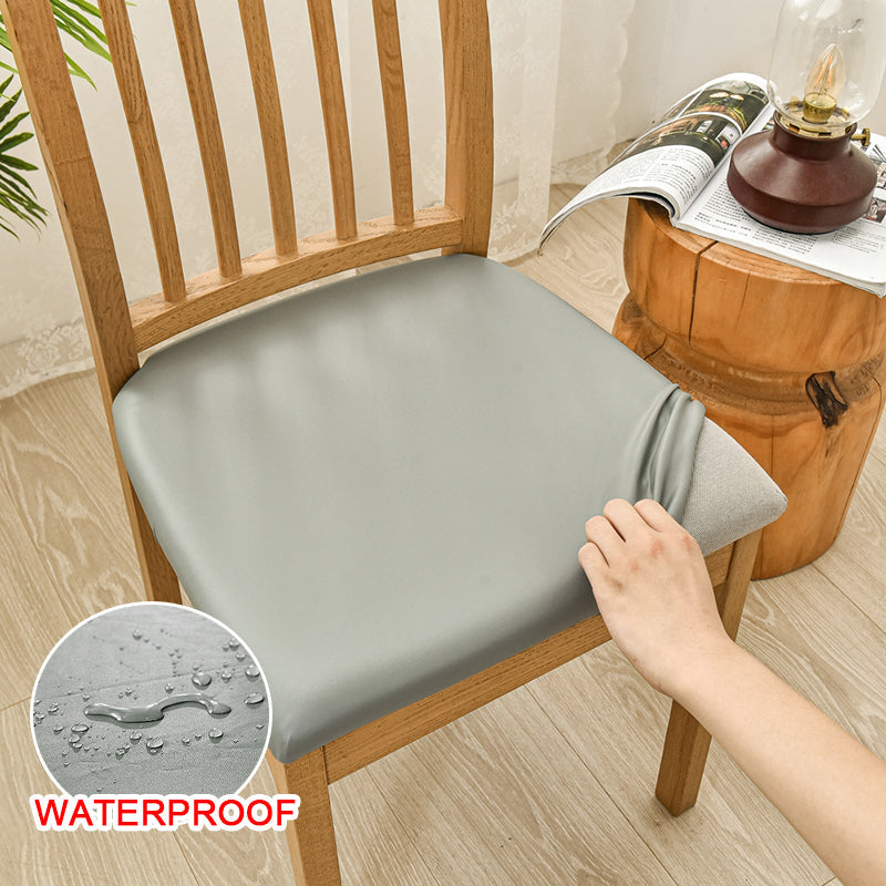 Waterproof Pu Leather Square Chair Seat Cover Kitchen Dining Seat Slipcovers