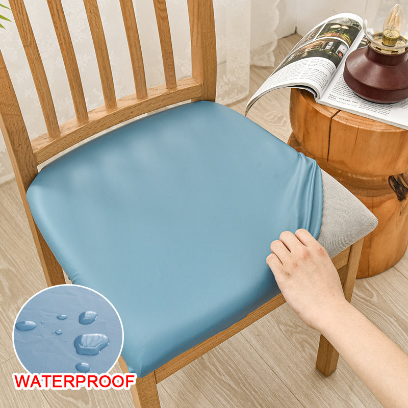 Waterproof Pu Leather Square Chair Seat Cover Kitchen Dining Seat Slipcovers