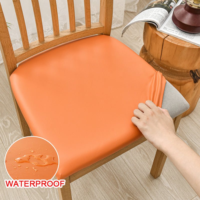 Waterproof Pu Leather Square Chair Seat Cover Kitchen Dining Seat Slipcovers