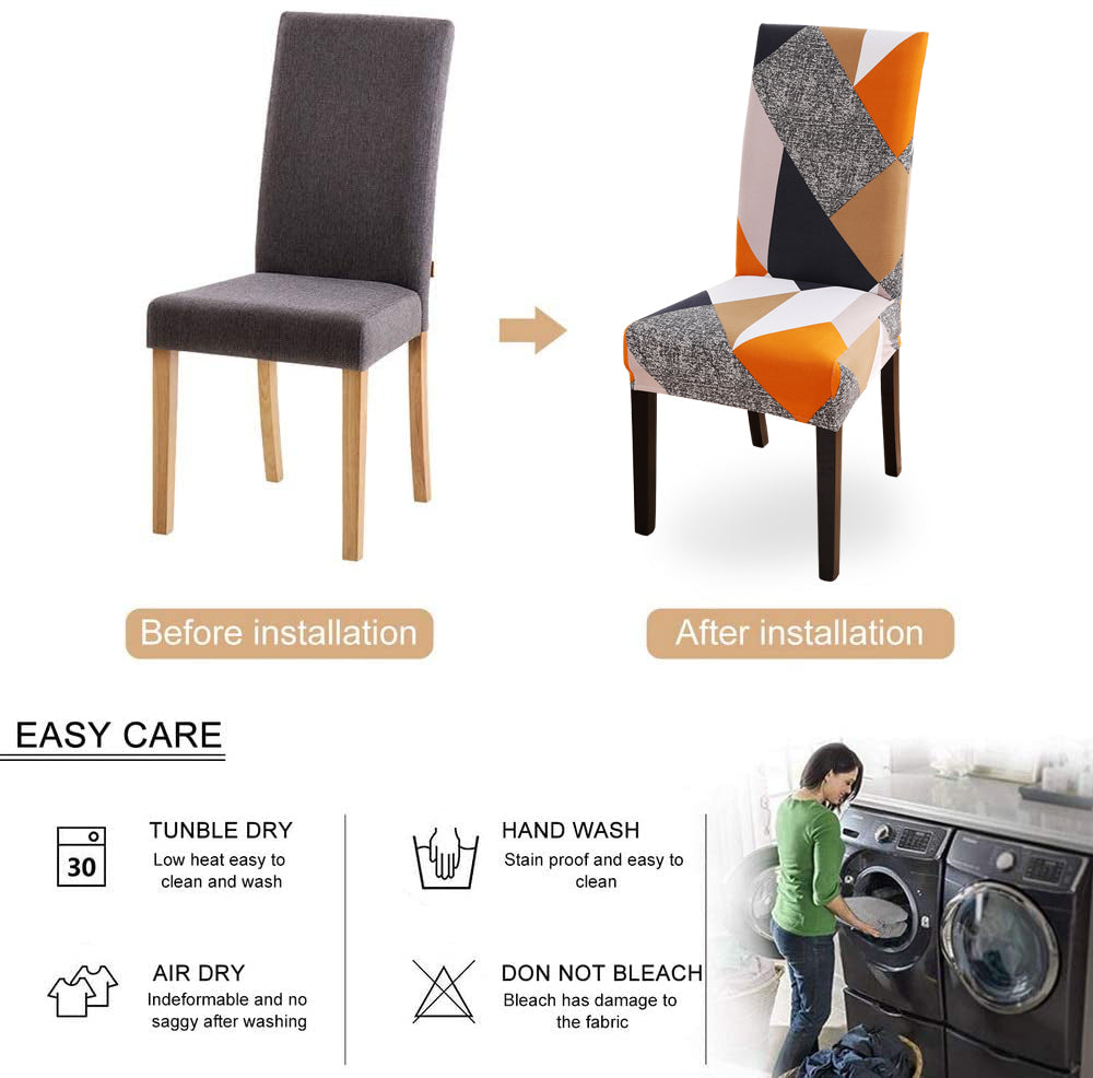 Kas Geometry Chair Cover Elastic Chair Covers Spandex Stretch Anti-dirty Removable Dining Office Chair Case