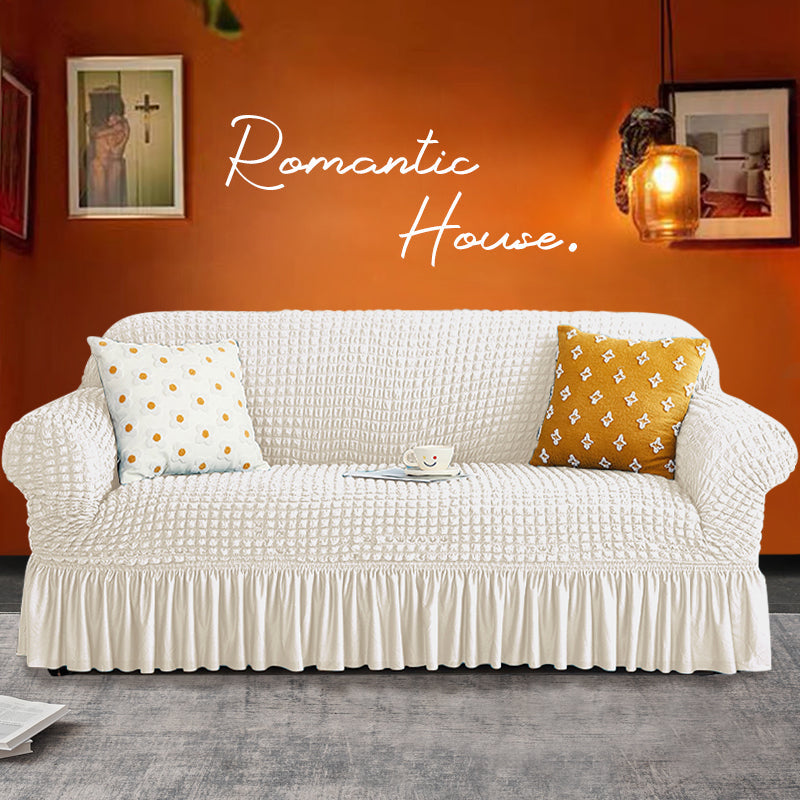 Seersucker Sofa Slipcover With Skirt Stretch Couch Slipcover Easy Fit Universal Furniture Protector