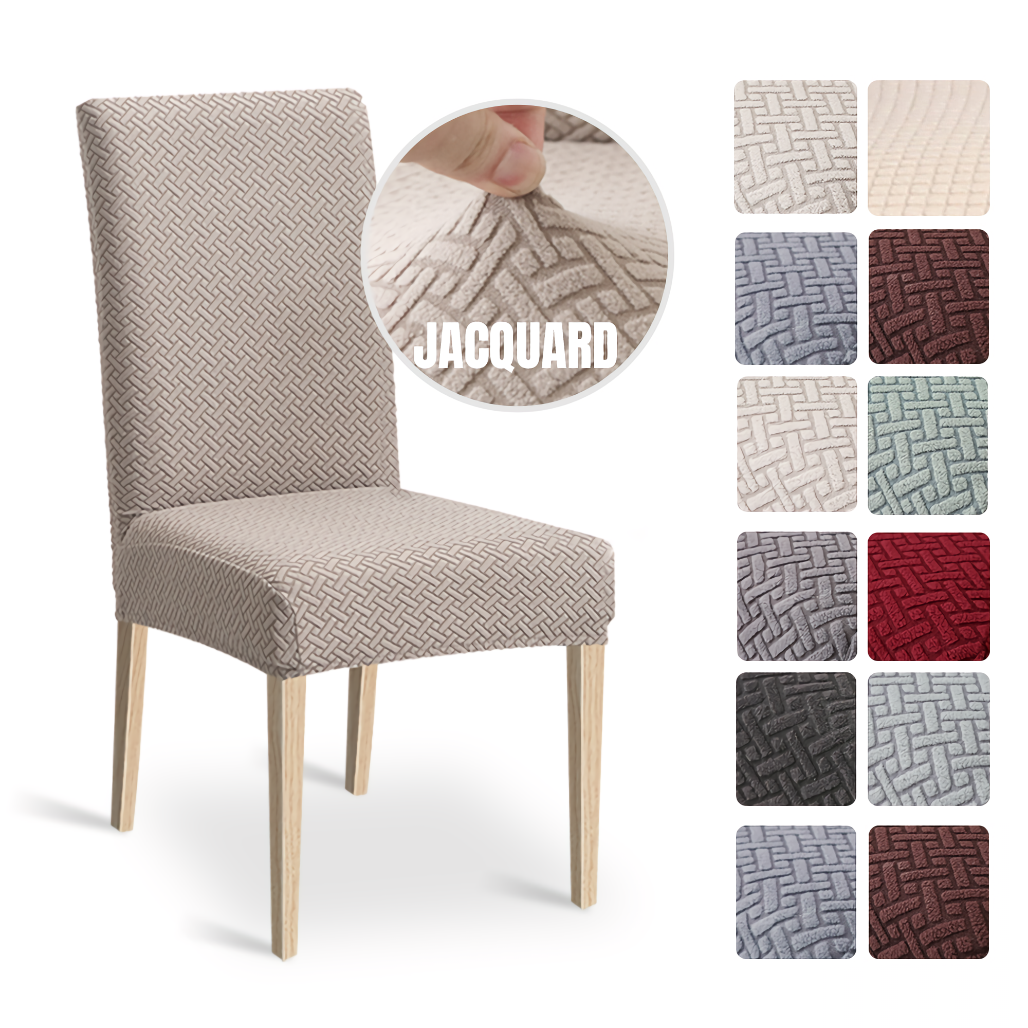 High Stretch Dining Chair Cover, 1/2/4/6pcs Jacquard Spandex Slipcover