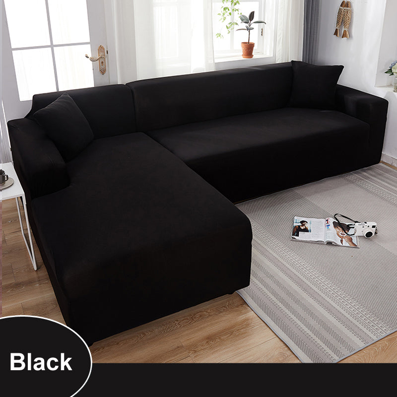 Water Resistant Sofa Cover For Living Room - Elastic Solid L Shaped Corner Sofa Cover - Fits 1/2/3/4 Seater Sofa, Couch, Armchair