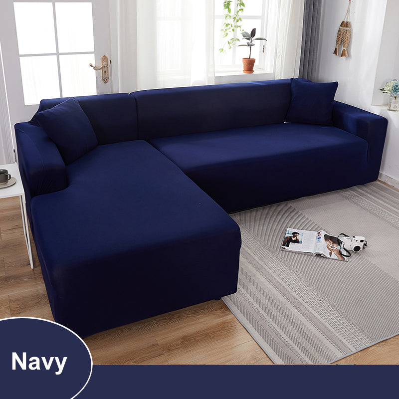 Water Resistant Sofa Cover For Living Room - Elastic Solid L Shaped Corner Sofa Cover - Fits 1/2/3/4 Seater Sofa, Couch, Armchair