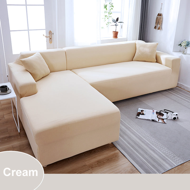 Water Resistant Sofa Cover For Living Room - Elastic Solid L Shaped Corner Sofa Cover - Fits 1/2/3/4 Seater Sofa, Couch, Armchair