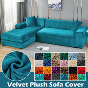 Stretchable Thick Velvet Sofa Cover For L Shaped Corner Sofa In Living Room Fits 1/2/3/4 Seater Couches