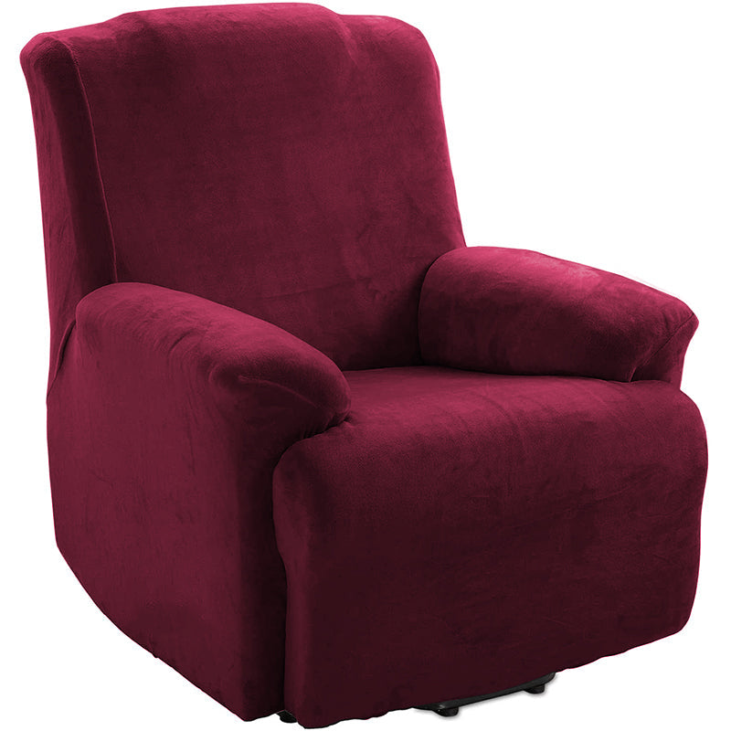 Kas Soft Plush Velvet Recliner Chair Cover - Fleece Armchair Slipcover With Pocket - 4 Pieces Furniture Cover Protector For Reclining Chair