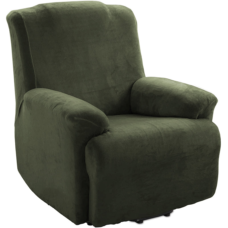 Kas Soft Plush Velvet Recliner Chair Cover - Fleece Armchair Slipcover With Pocket - 4 Pieces Furniture Cover Protector For Reclining Chair