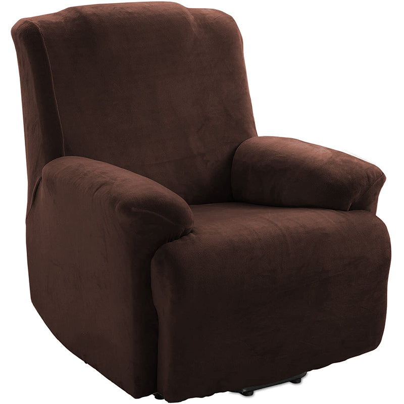 Kas Soft Plush Velvet Recliner Chair Cover - Fleece Armchair Slipcover With Pocket - 4 Pieces Furniture Cover Protector For Reclining Chair