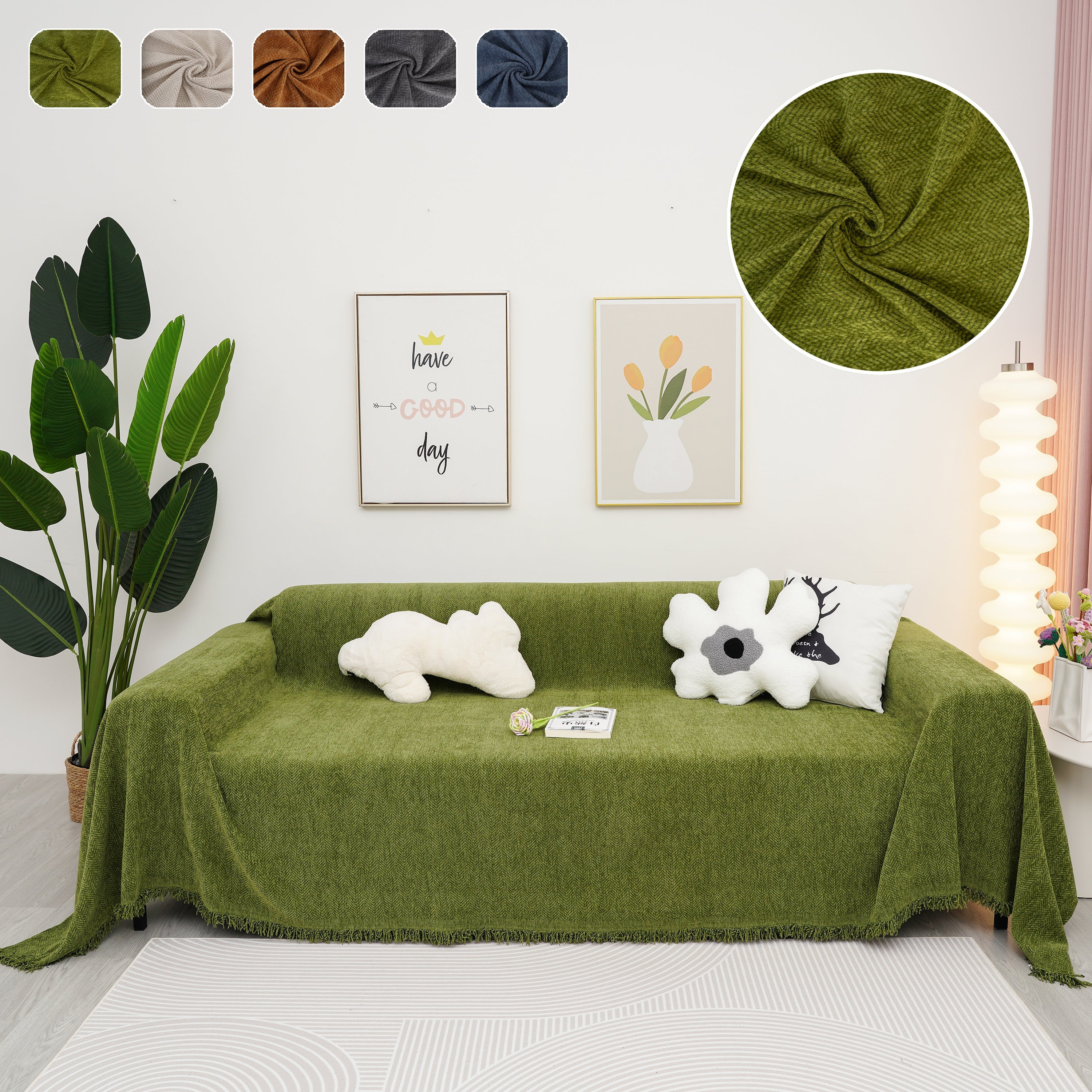 Chenille Herringbone Couch Cover Blanket, Sectional With Washable Covers, Furniture Covers For Sofas