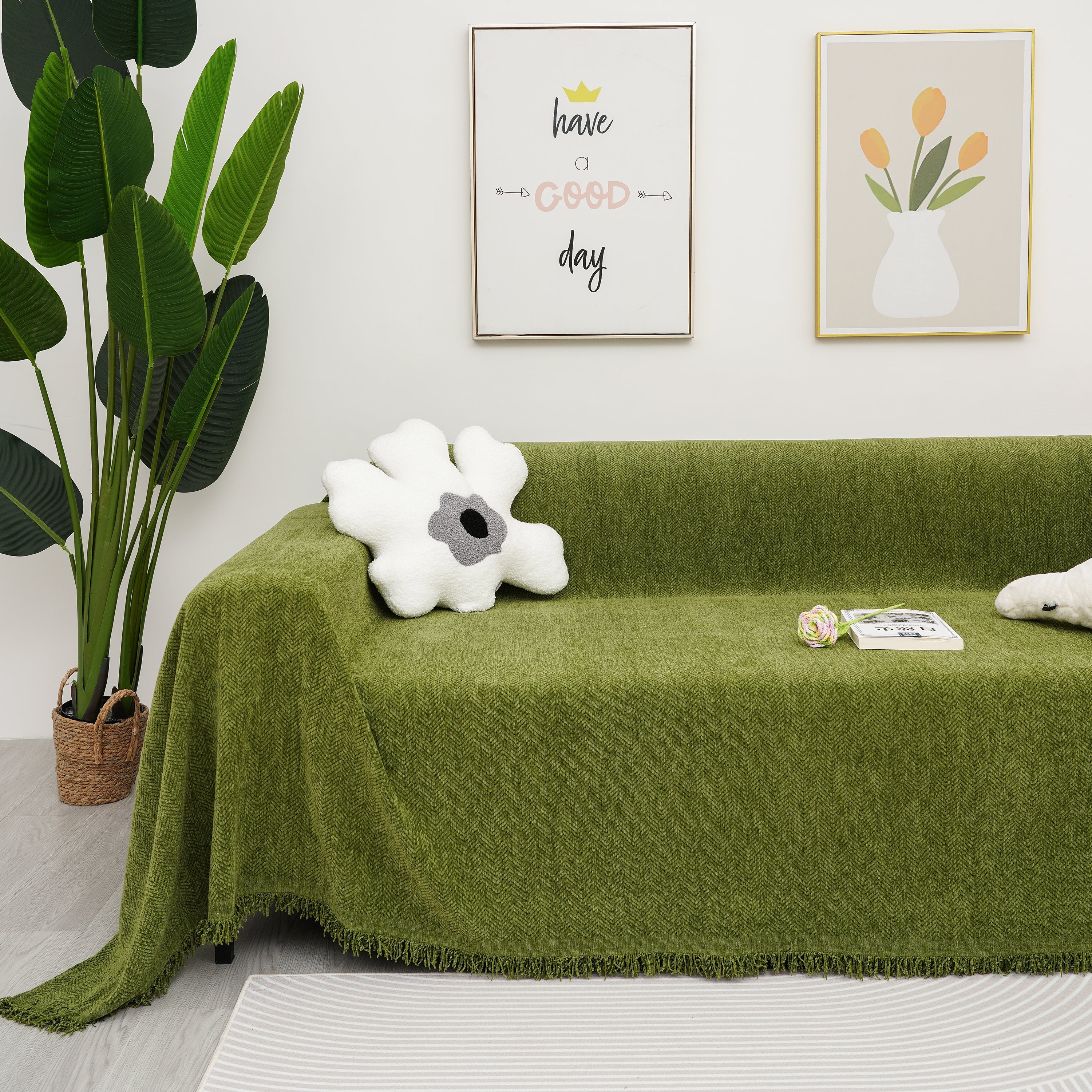 Chenille Herringbone Couch Cover Blanket, Sectional With Washable Covers, Furniture Covers For Sofas