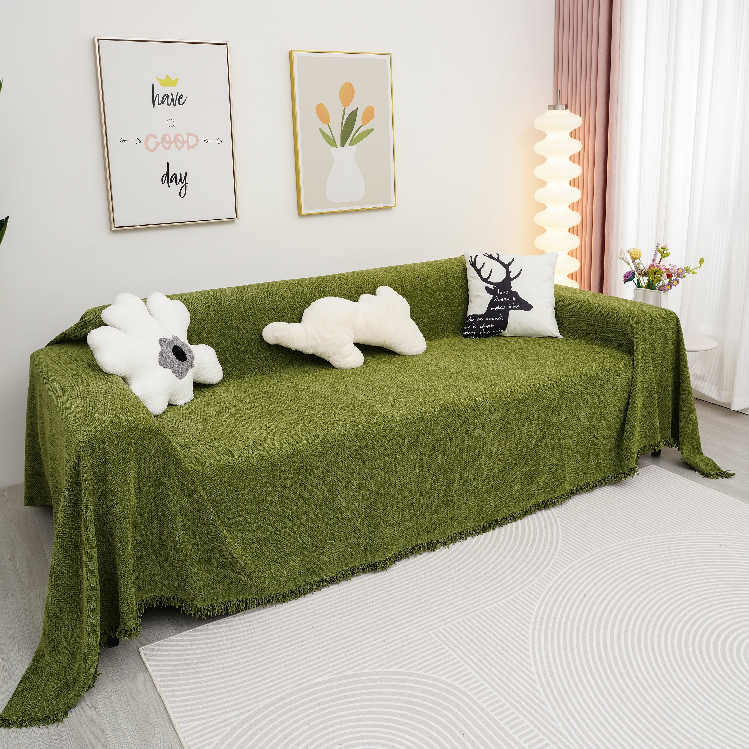 Chenille Herringbone Couch Cover Blanket, Sectional With Washable Covers, Furniture Covers For Sofas