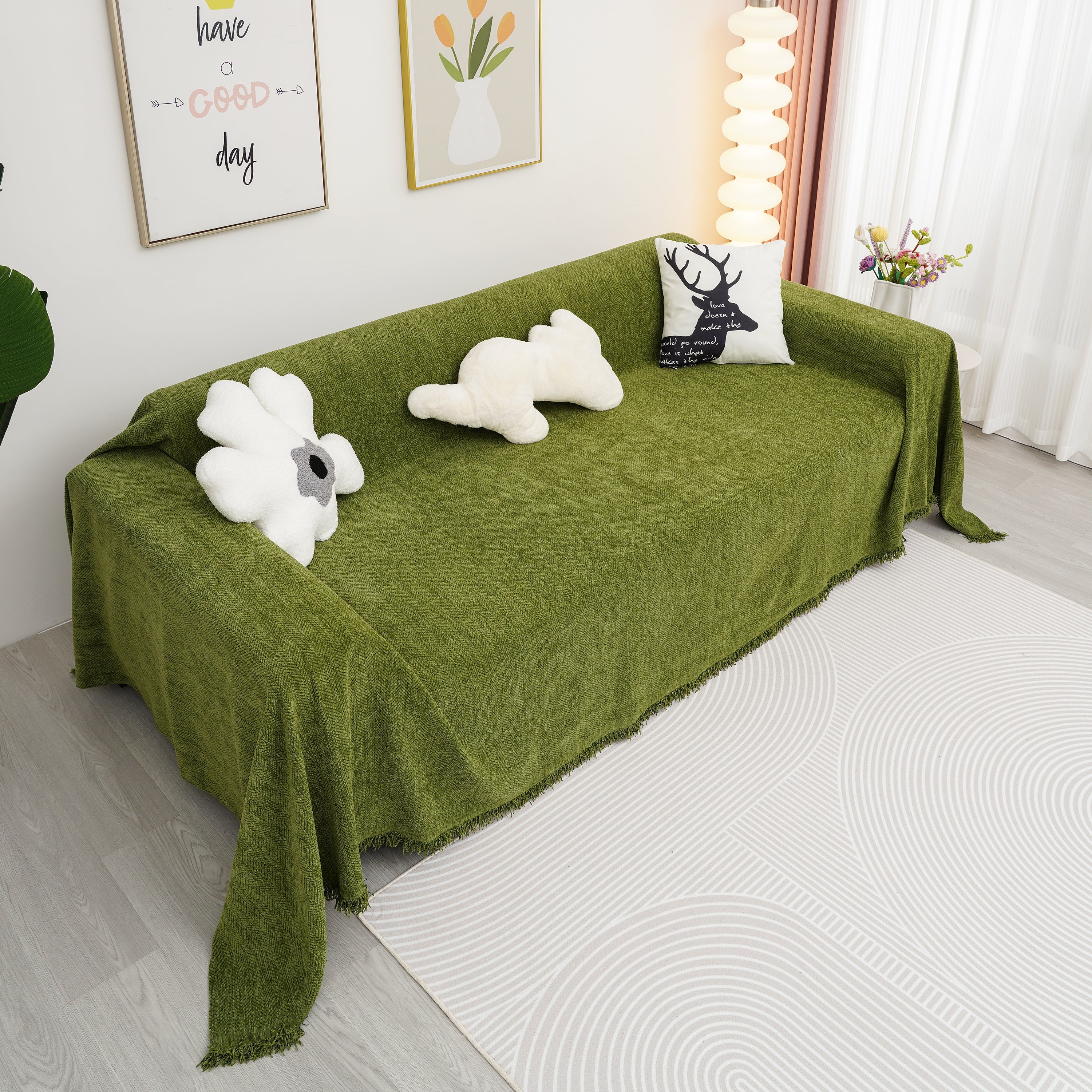 Chenille Herringbone Couch Cover Blanket, Sectional With Washable Covers, Furniture Covers For Sofas