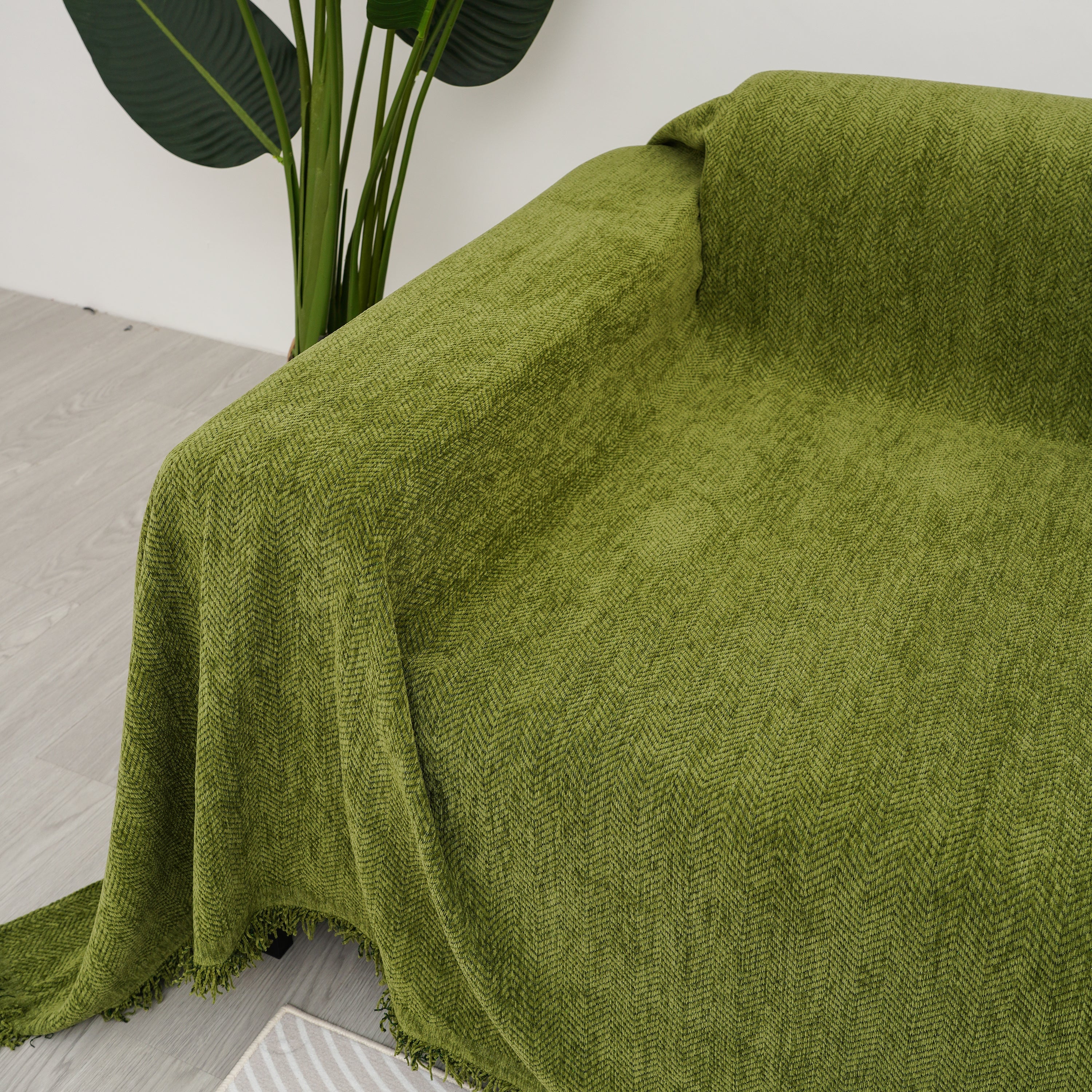 Chenille Herringbone Couch Cover Blanket, Sectional With Washable Covers, Furniture Covers For Sofas