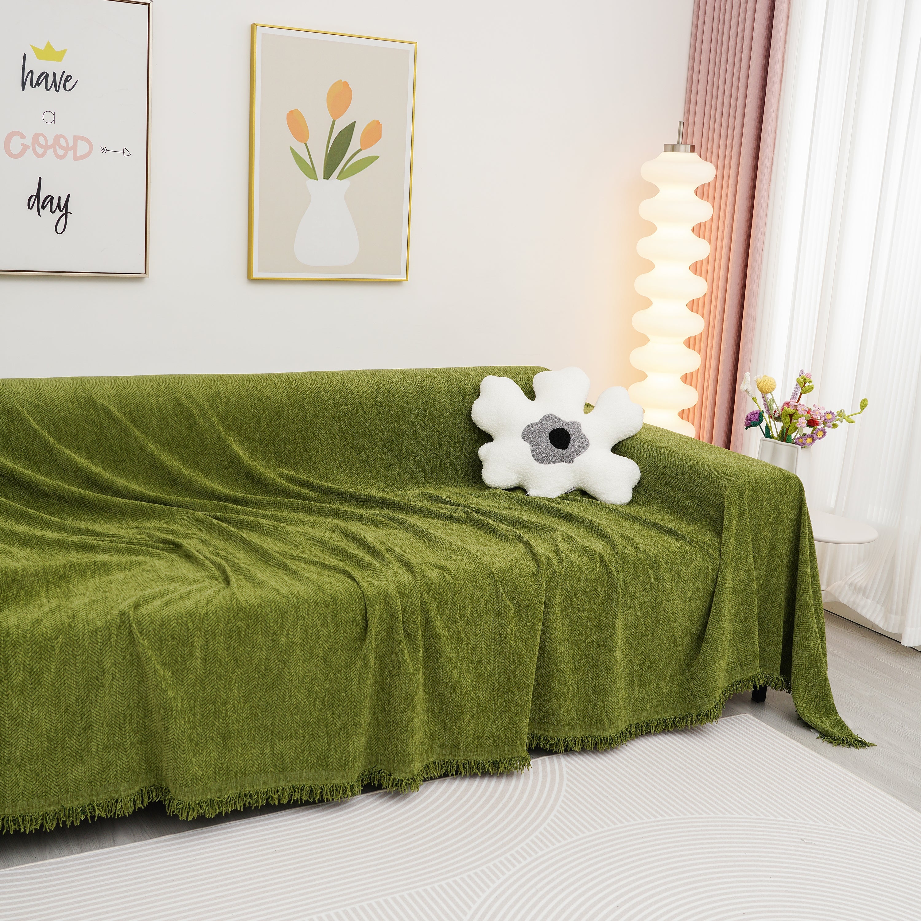 Chenille Herringbone Couch Cover Blanket, Sectional With Washable Covers, Furniture Covers For Sofas