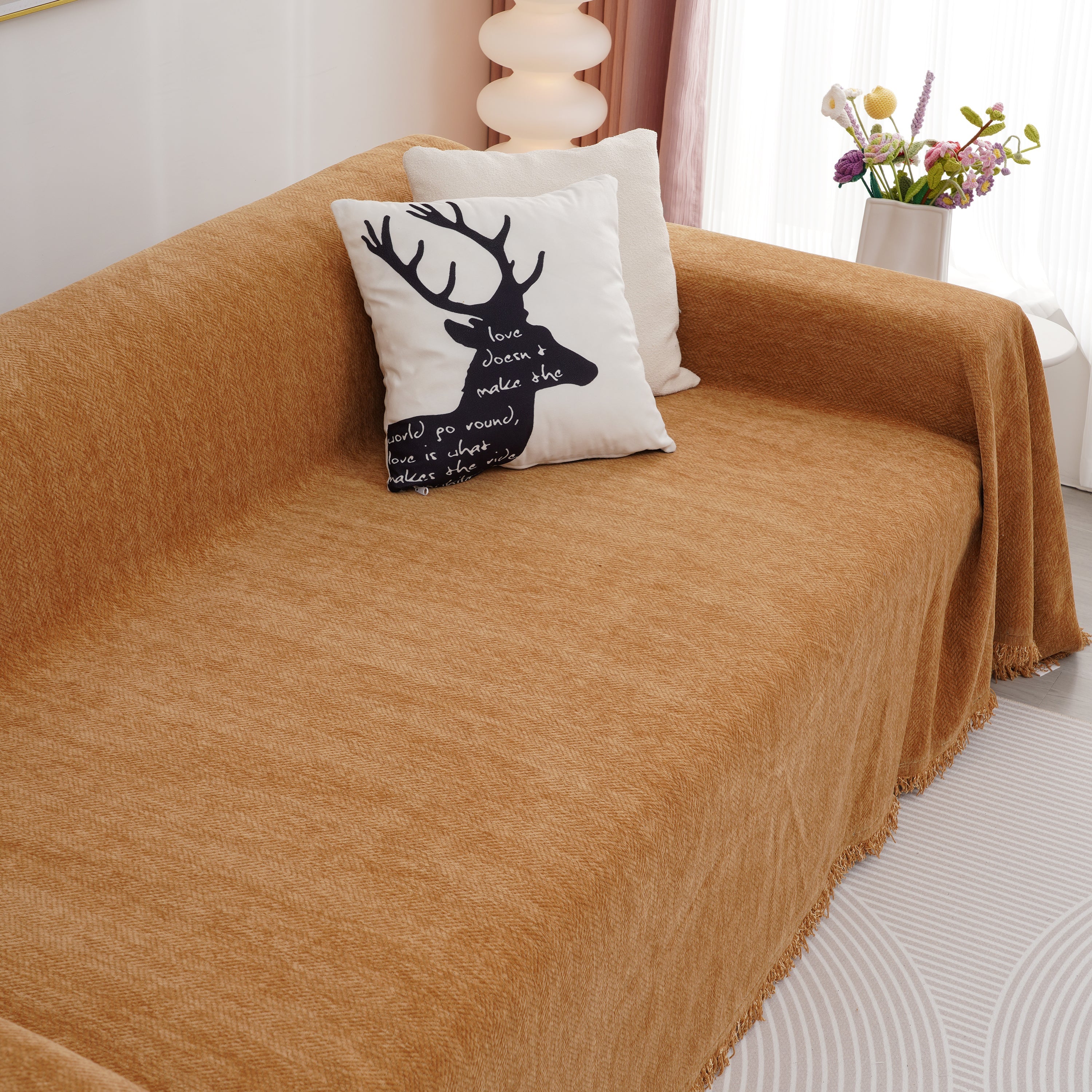 Chenille Herringbone Couch Cover Blanket, Sectional With Washable Covers, Furniture Covers For Sofas