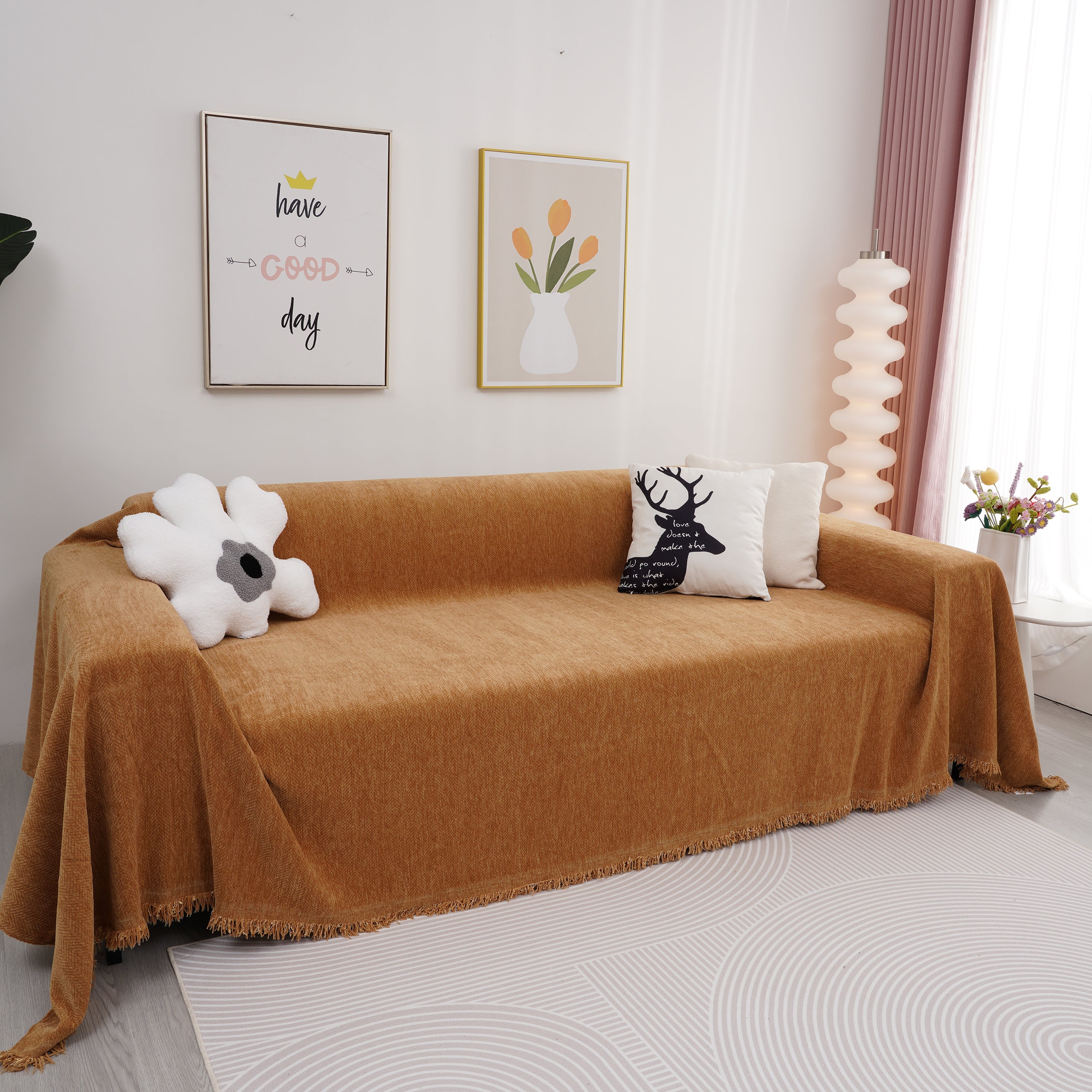 Chenille Herringbone Couch Cover Blanket, Sectional With Washable Covers, Furniture Covers For Sofas