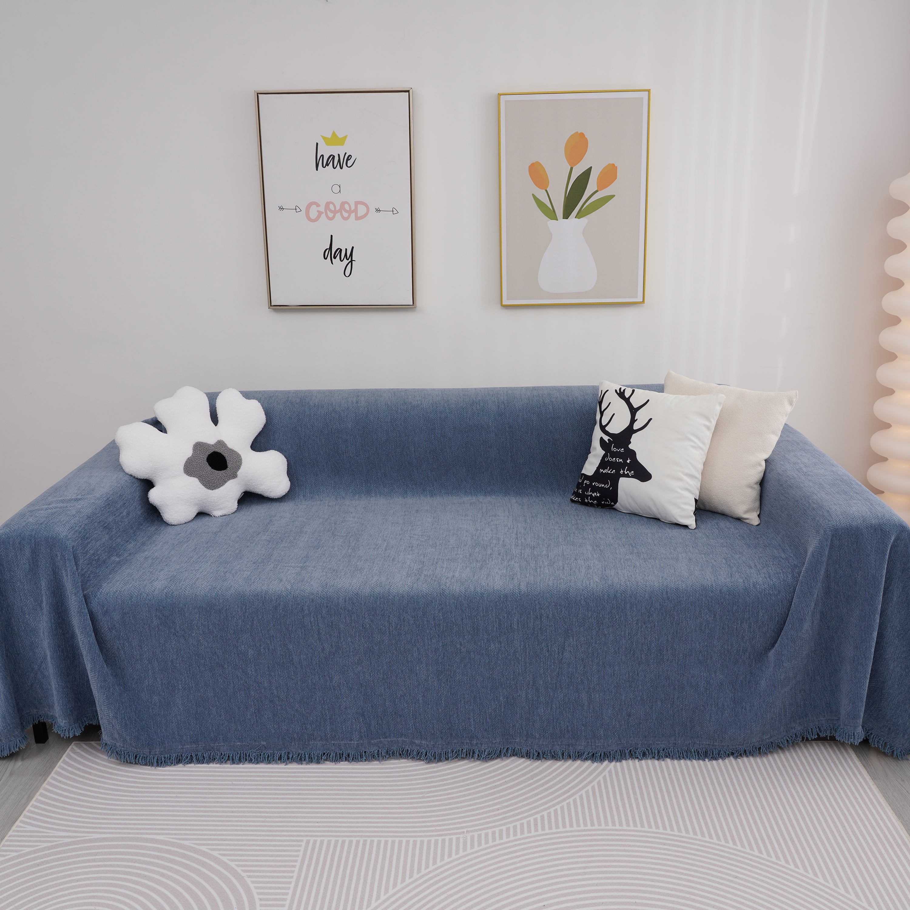 Chenille Herringbone Couch Cover Blanket, Sectional With Washable Covers, Furniture Covers For Sofas
