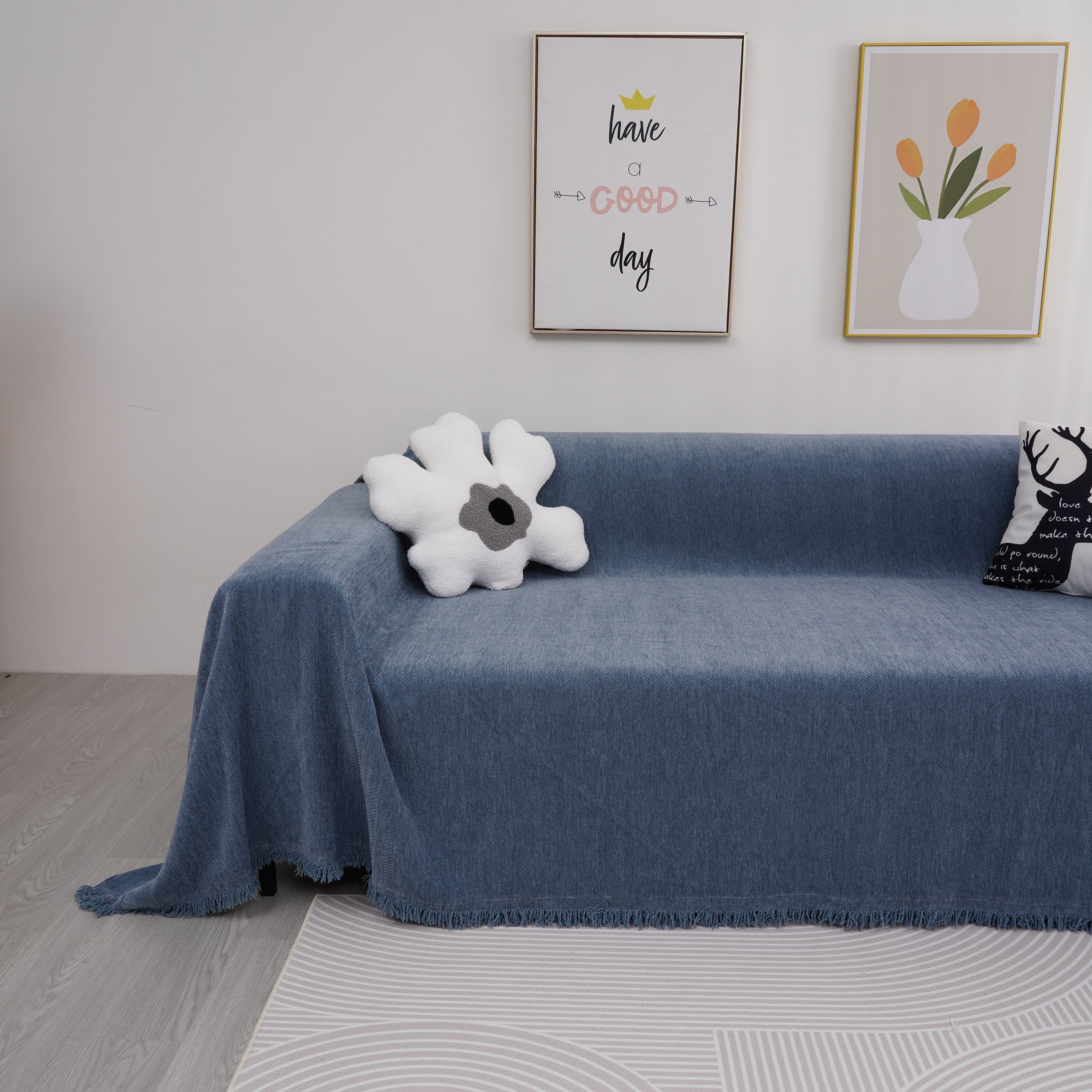 Chenille Herringbone Couch Cover Blanket, Sectional With Washable Covers, Furniture Covers For Sofas