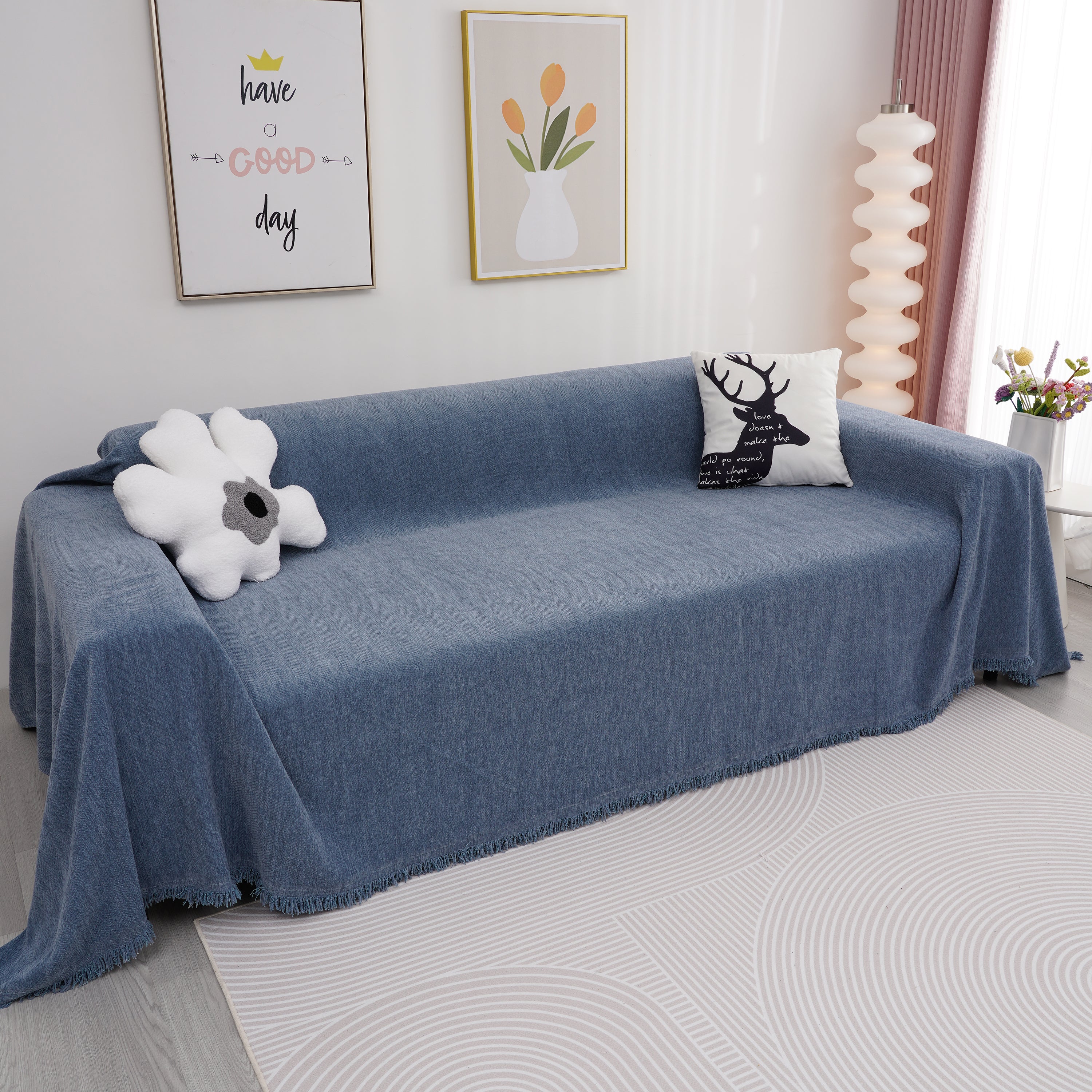 Chenille Herringbone Couch Cover Blanket, Sectional With Washable Covers, Furniture Covers For Sofas