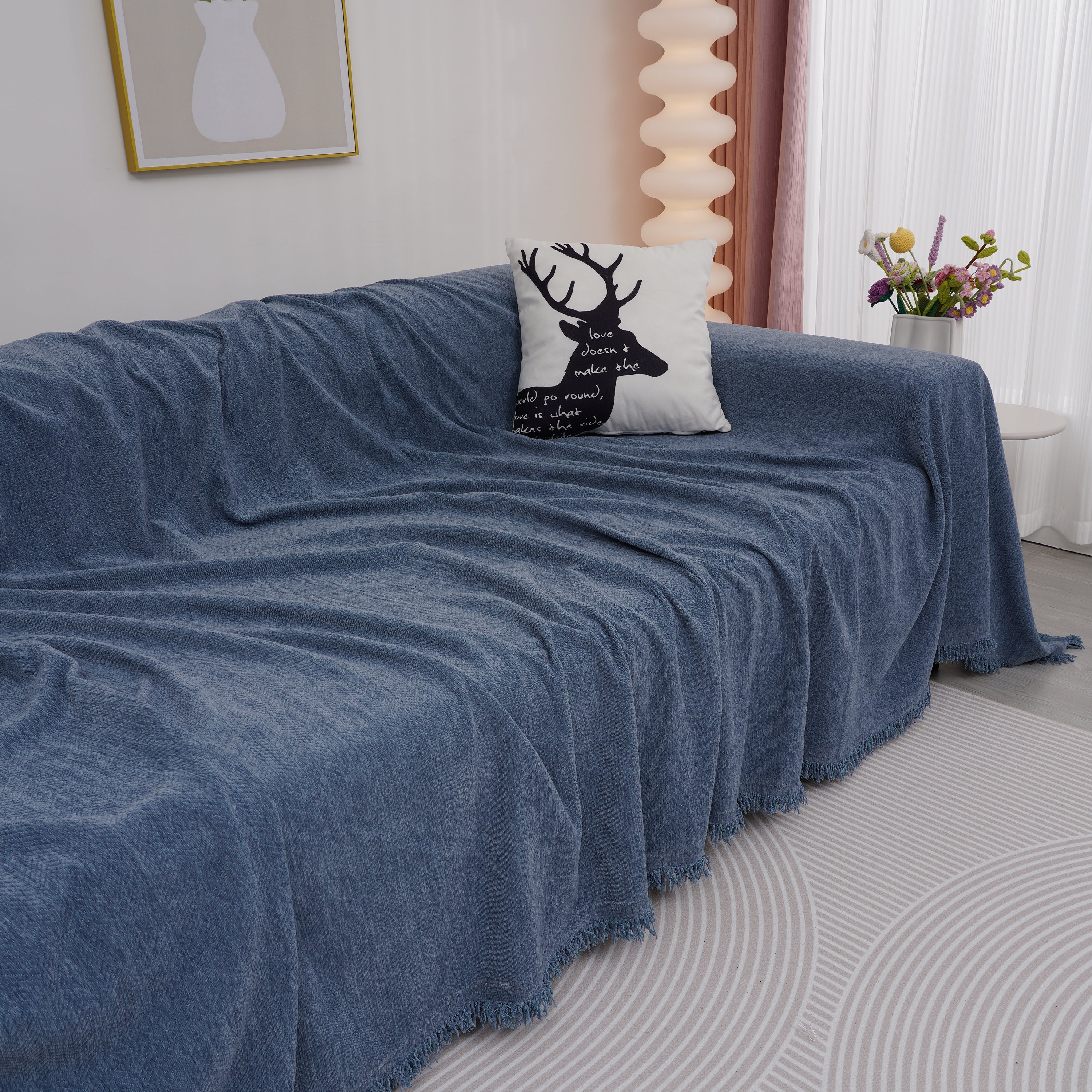 Chenille Herringbone Couch Cover Blanket, Sectional With Washable Covers, Furniture Covers For Sofas