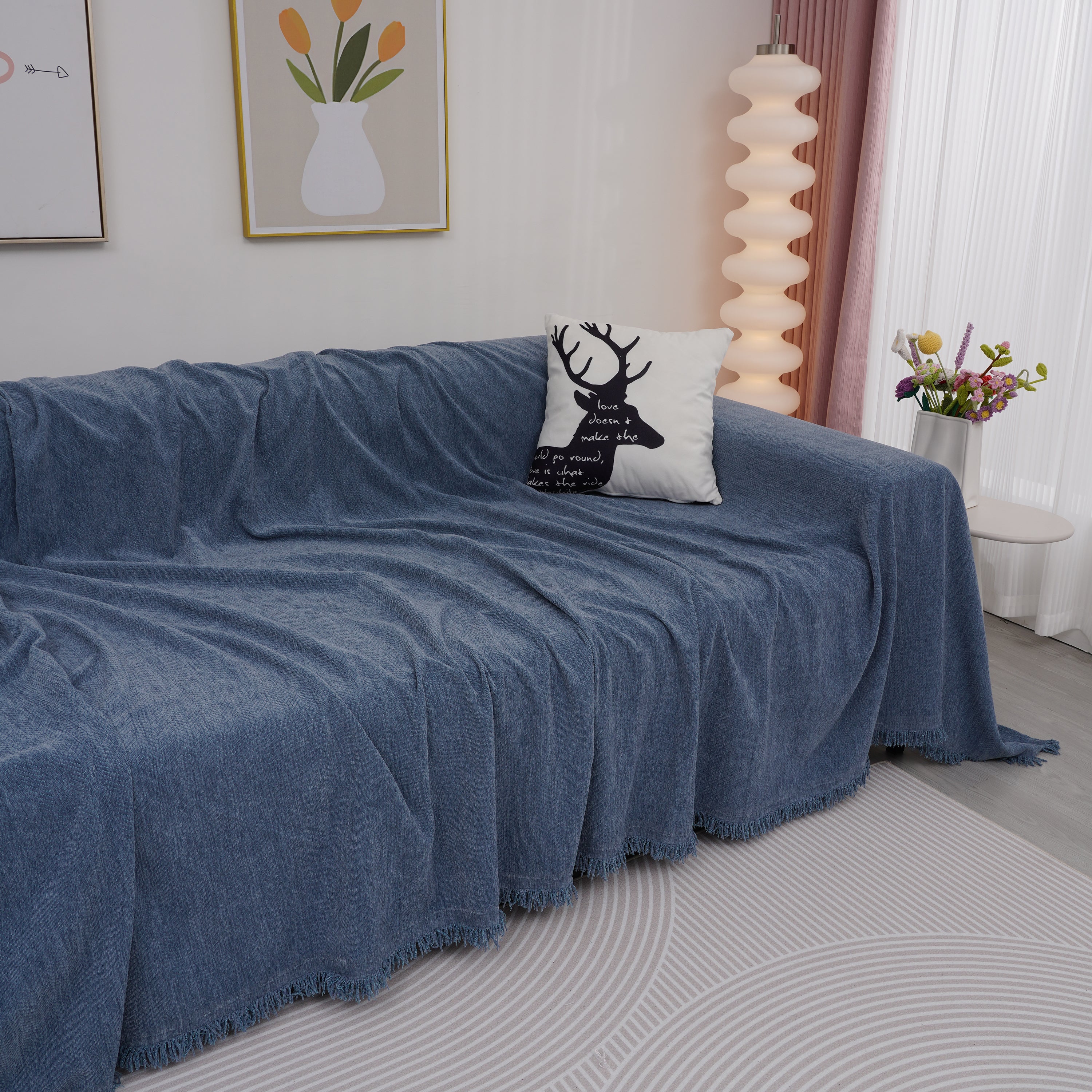 Chenille Herringbone Couch Cover Blanket, Sectional With Washable Covers, Furniture Covers For Sofas