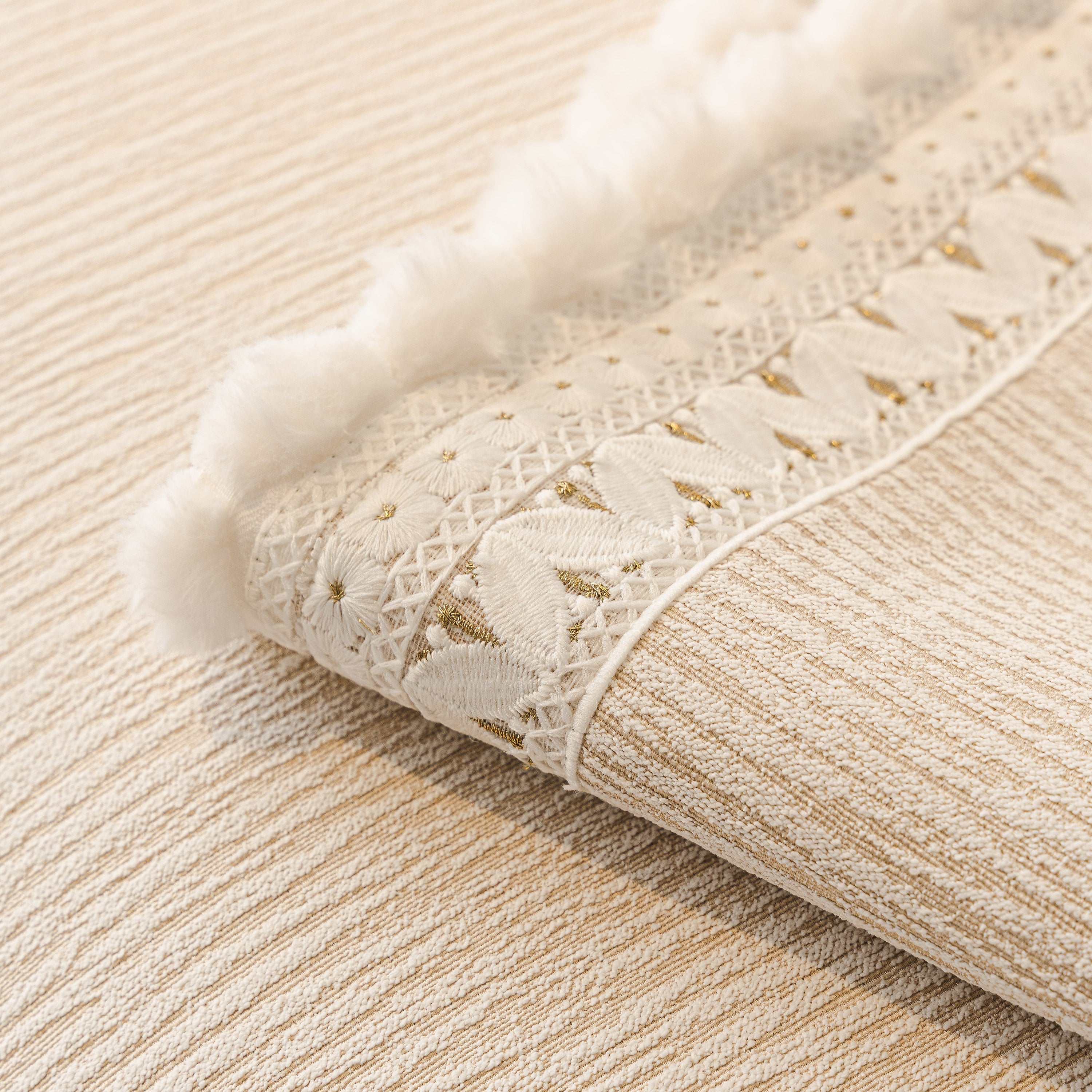 Soft Chenille Sectional Sofa Cover With Pom Pom Trim – Non-slip Couch Protector