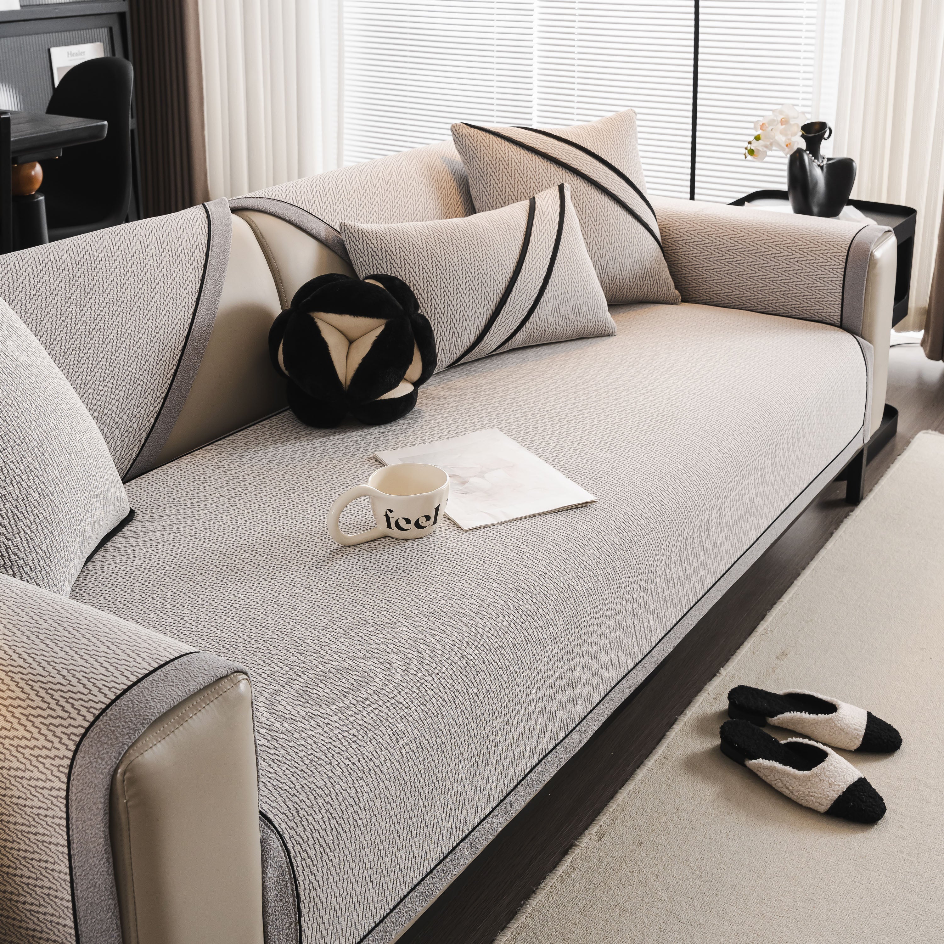 Herringbone Couch Protector For Pets, Non-slip Washable Sectional Couch Covers