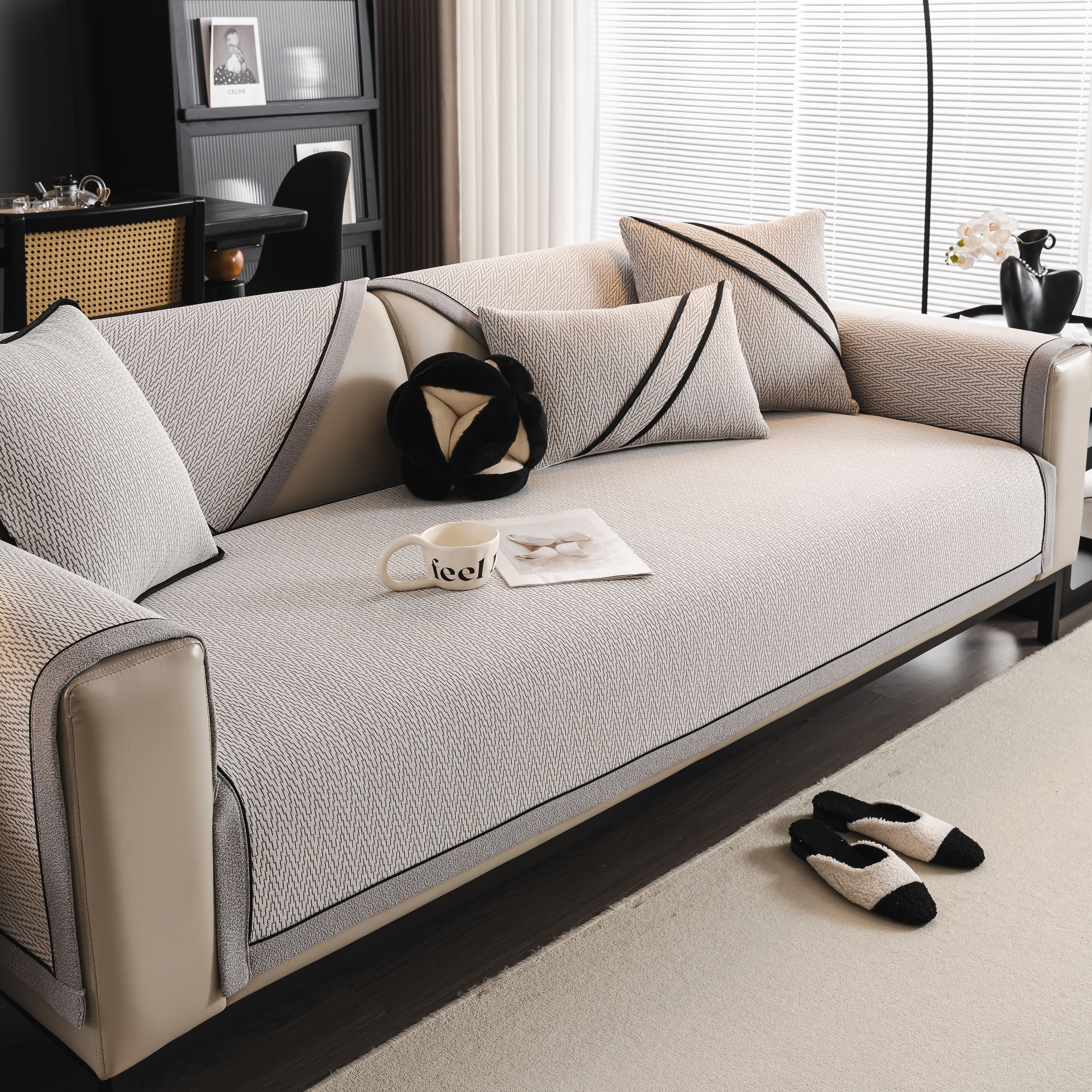 Herringbone Couch Protector For Pets, Non-slip Washable Sectional Couch Covers