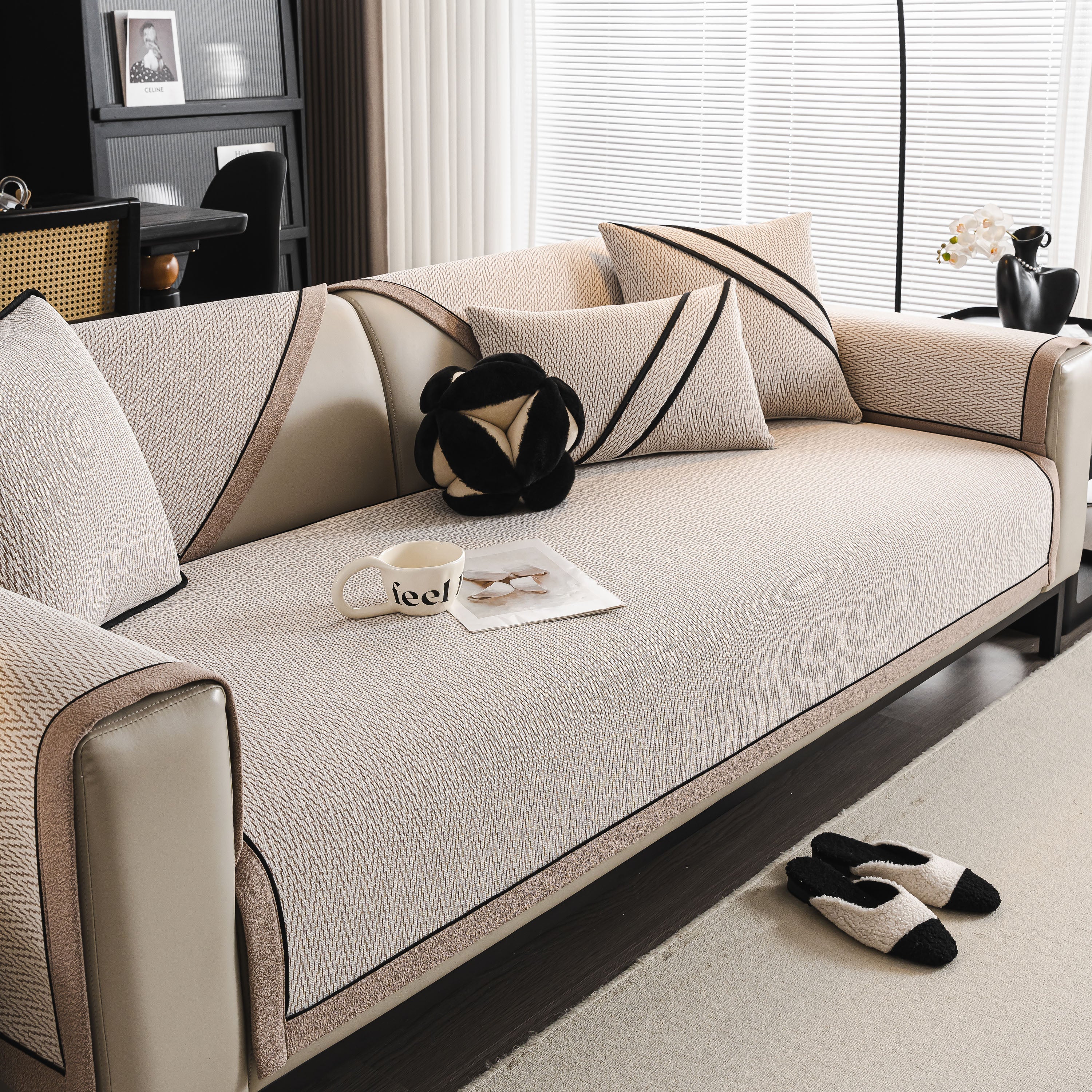 Herringbone Couch Protector For Pets, Non-slip Washable Sectional Couch Covers