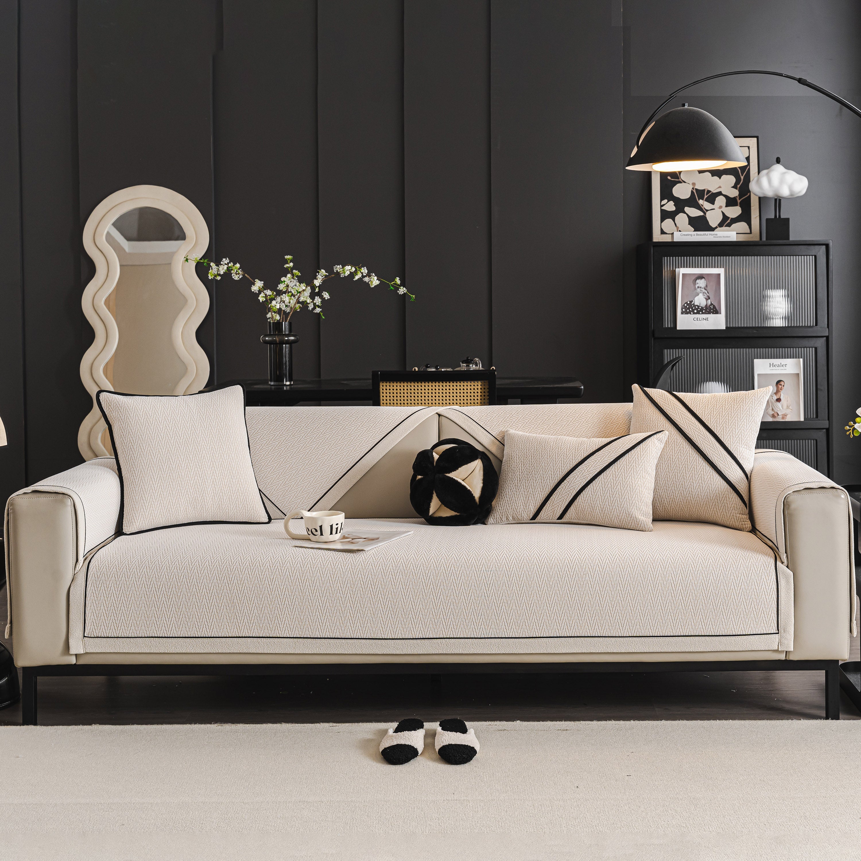 Herringbone Couch Protector For Pets, Non-slip Washable Sectional Couch Covers